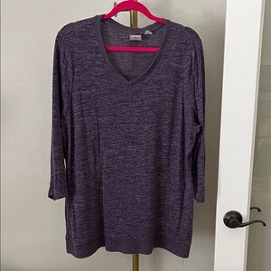 Chico's Deep Purple V-Neck Sweater with Pockets